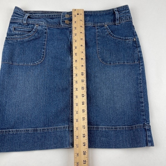 Code Bleu Jean Skirt Womens Size 10 Blue Denim Pockets Slit - Picture 6 of 9